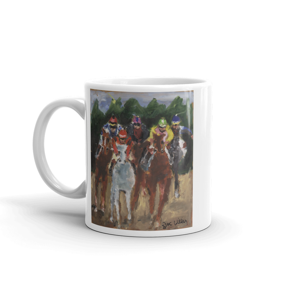 Horse Racing Thoroughbred Horse Jockey Art Horse Racing Coffee Mug Gift