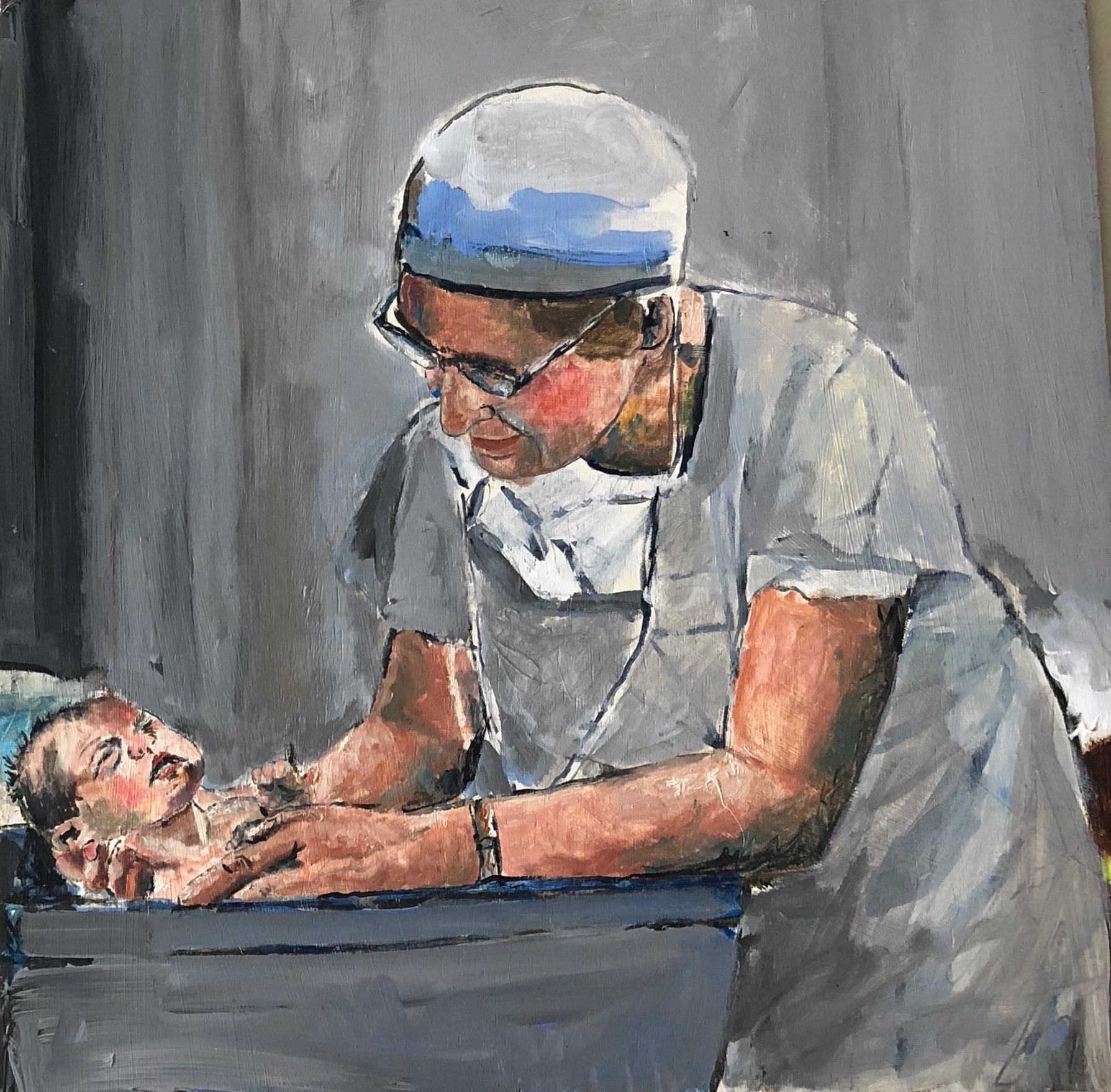 Virginia Apgar Obstetrician caring for new born