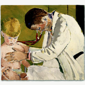 Pediatrician in White Coat Examining Patient Medical Wall Art