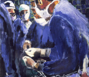 Surgeon in Operating Room Adjusting Needle Holder