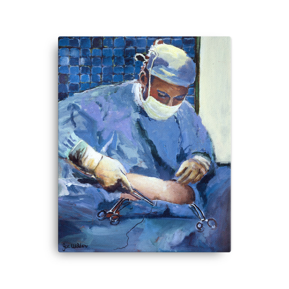 Painting of Surgeon Placing Sutures 16" x 20"