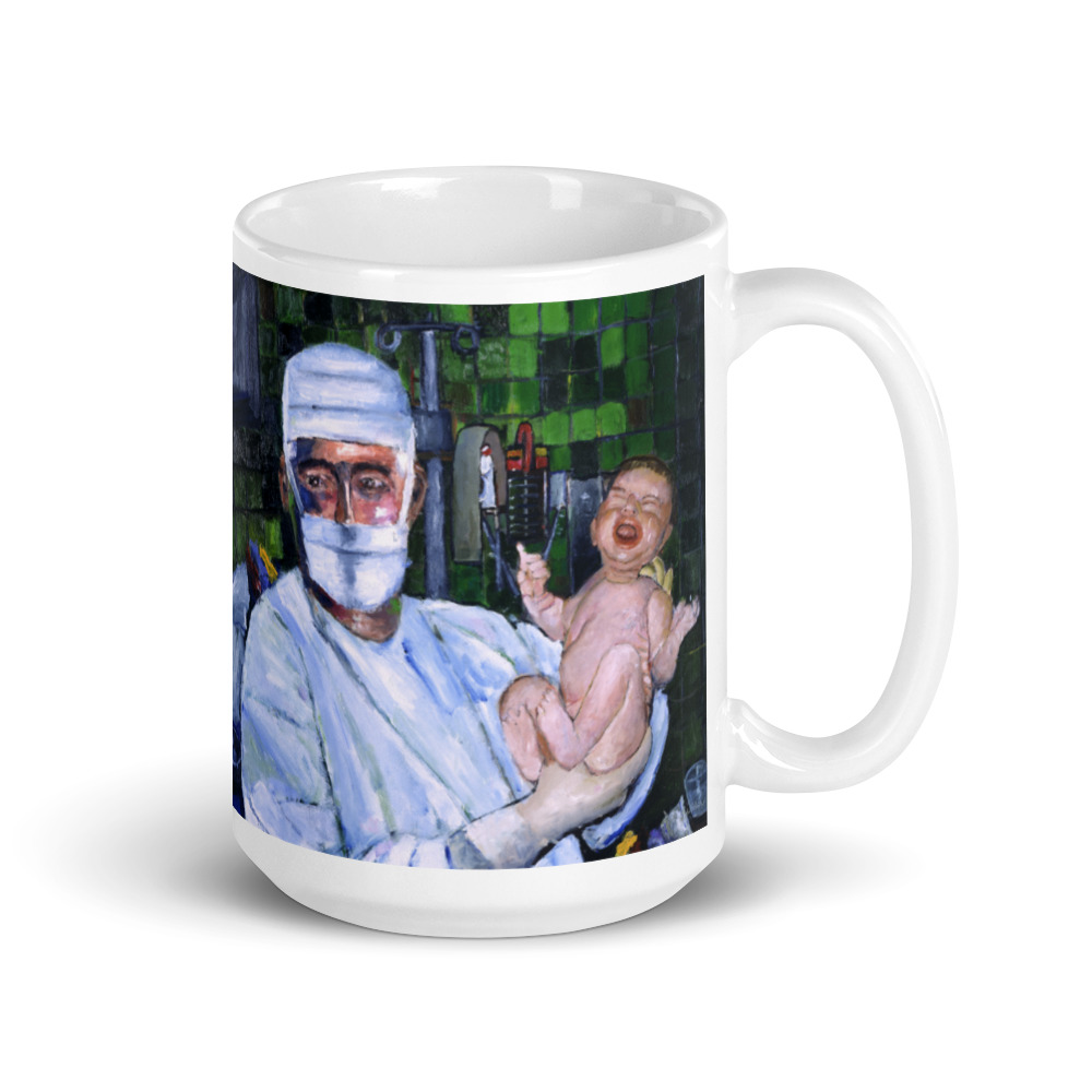OB GYN Holding New Birth - White Glossy Mug
