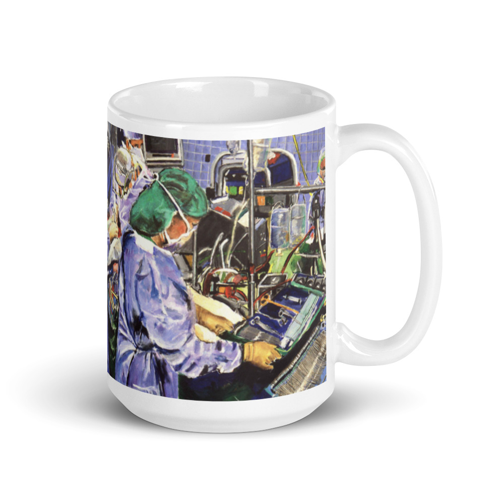 Coffee Mug OR Nurse Working Surgery in Operating Room