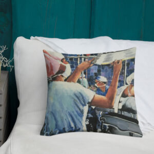 Nurse in Operating Room During Surgery Art Decor Pillow