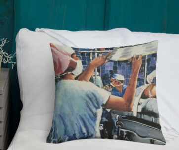 Nurse in Operating Room During Surgery Art Decor Pillow