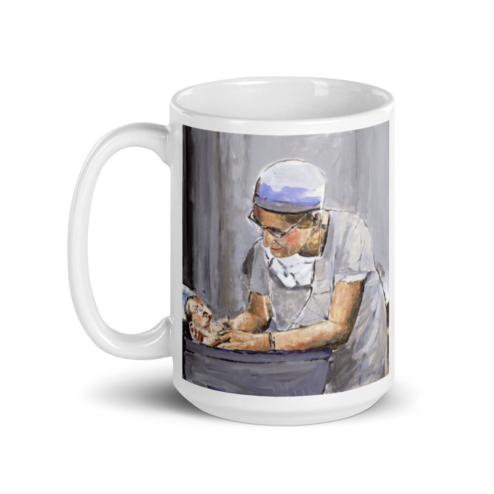 OB GYN After Delivery Caring For New Birth - Original Art Coffee Mug
