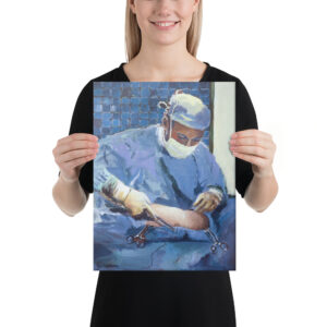 Surgeon Placing Sutures Doctor Stitches Surgery Art Canvas Print Doctors Office Wall Art