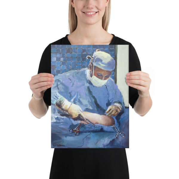 Surgeon Placing Sutures Doctor Stitches Surgery Art Canvas Print Doctors Office Wall Art