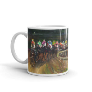 Horse Racing Thoroughbred Horse Jockey Art Horse Racing Coffee Mug Gift Horse Racing glossy mug