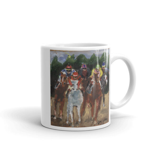 Horse Racing Art Thoroughbred Horse Racing Artwork Coffee Mug - Gift Horse Racing Fans