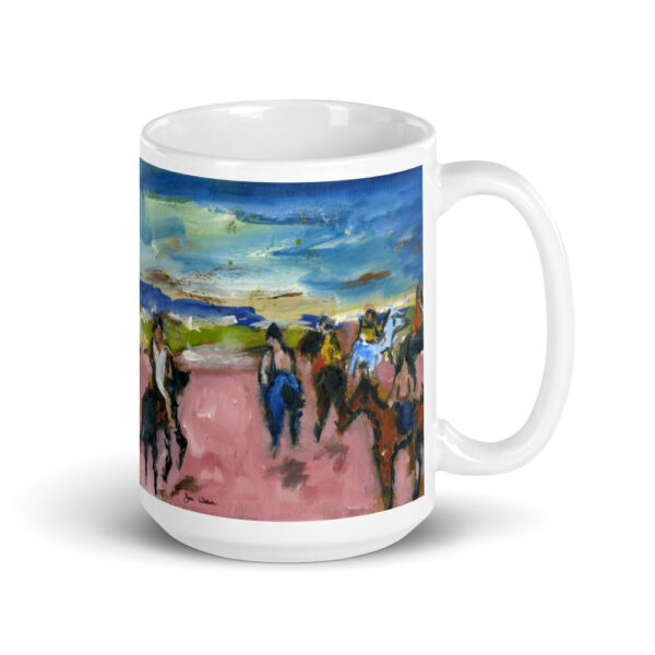 Thoroughbred Race Horses on Ranch Watercolor Art Coffee Mug