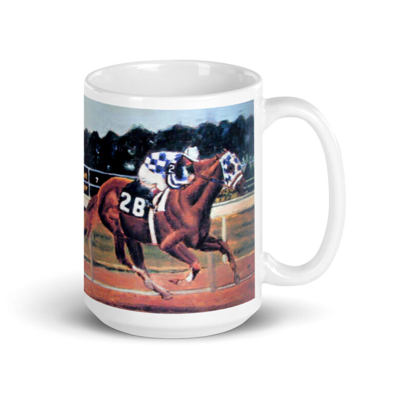 Horse Racing Art Jockey Riding Thoroughbred Racing Horse Coffee Mug