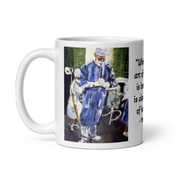 Surgeon Art of Surgery Coffee Mug Hippocrates Quote Surgeon in Contemplation Before Surgery Gift Surgeon