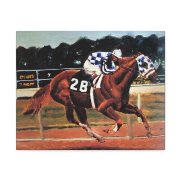 Thoroughbred Race Horse and Jockey Riding to Win Canvas Wall Art