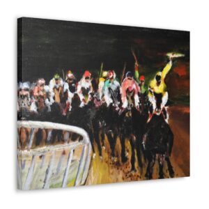 Night Horse Race Canvas Wall Art